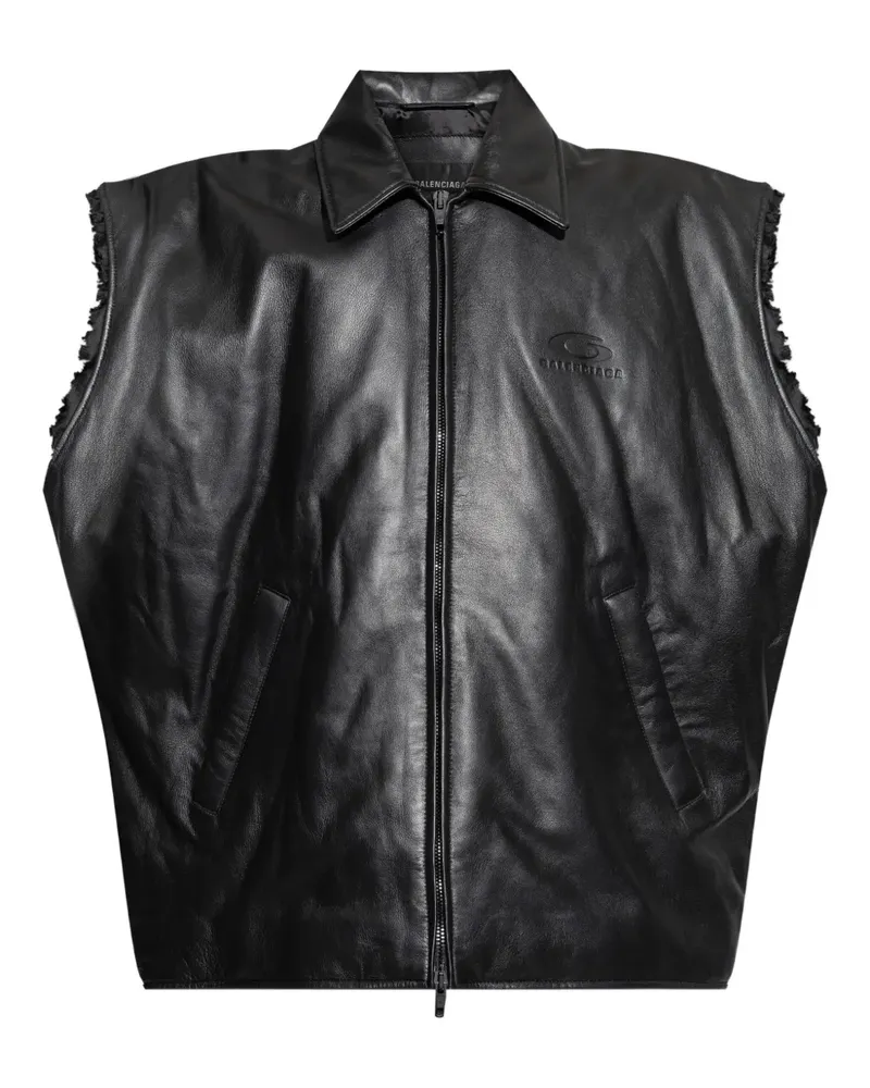 Balenciaga frayed-edge leather vest - Schwarz Schwarz