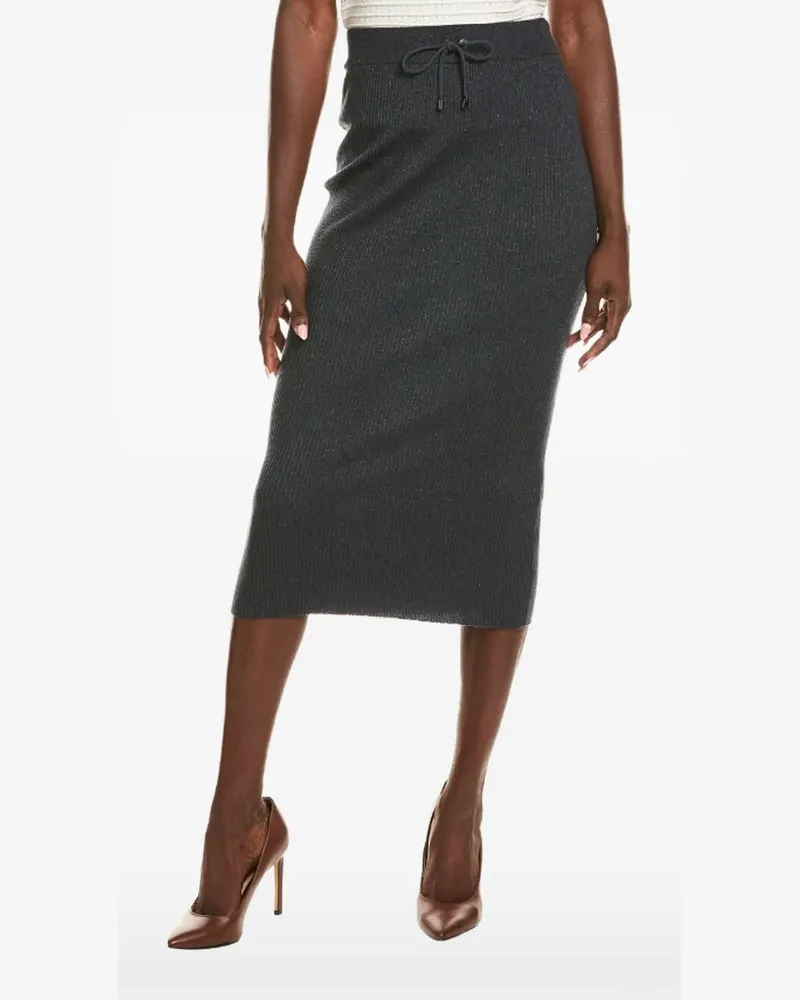 Brunello Cucinelli ribbed drawstring-waist skirt - Grau Grau