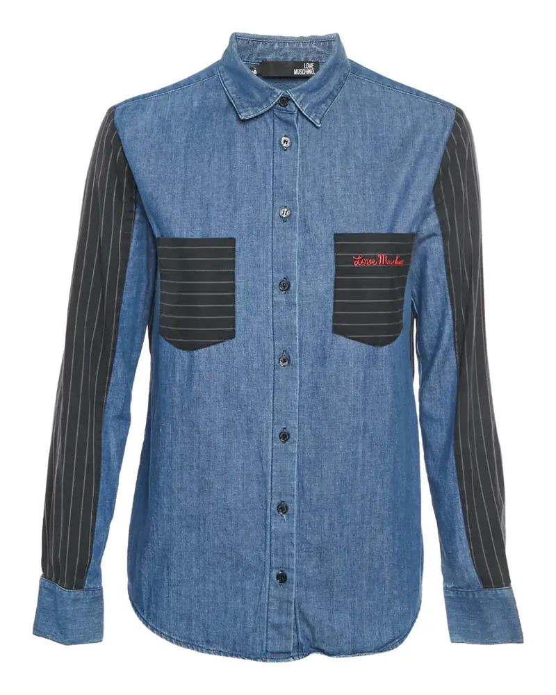 Moschino Gestreiftes Jeanshemd - Blau Blau