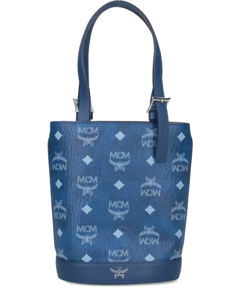 MCM mini logo-print tote bag - Blau Blau