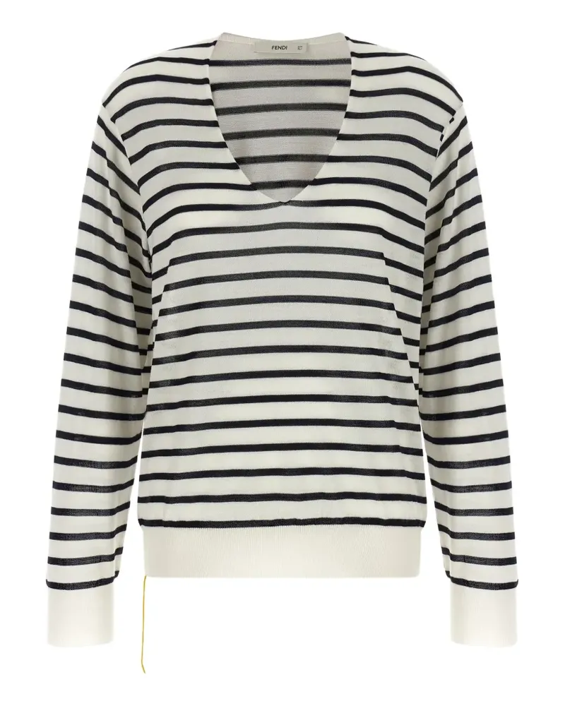 Fendi striped V-neck sweater - Weiß Weiß