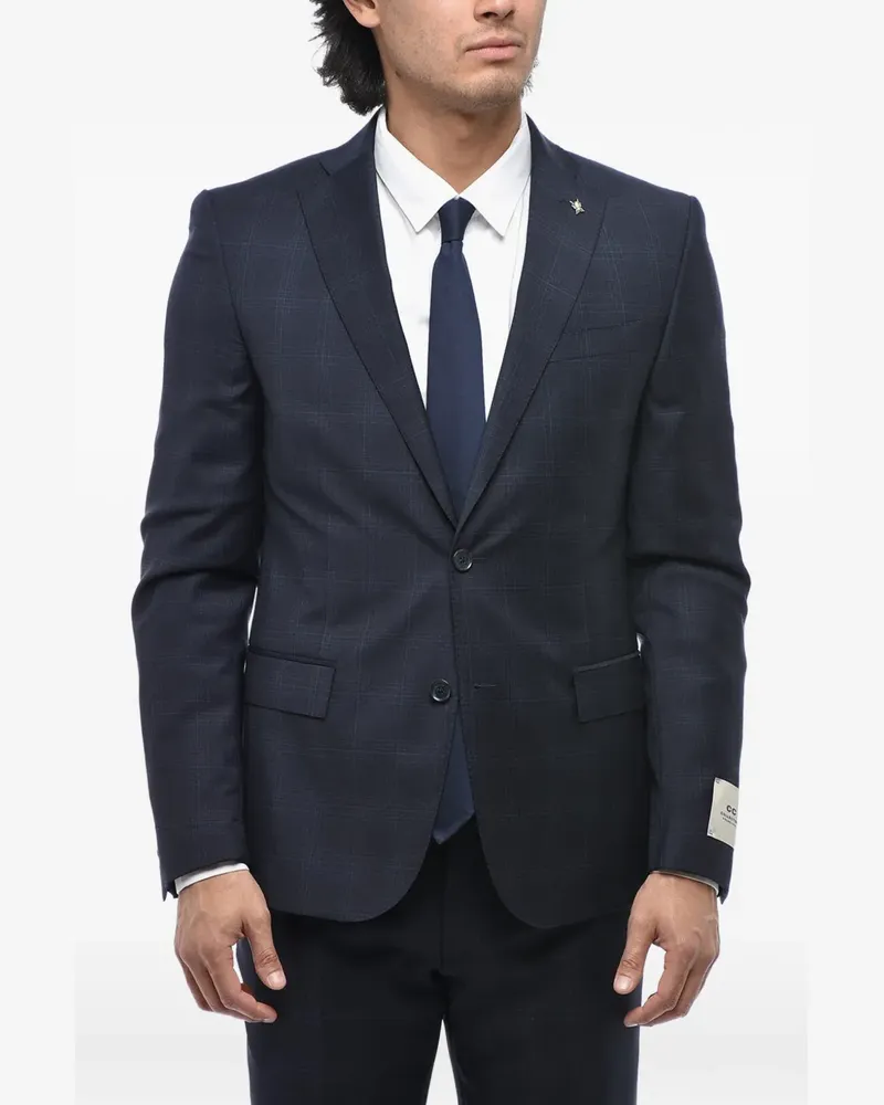 Corneliani checked single-breasted suit - Blau Blau