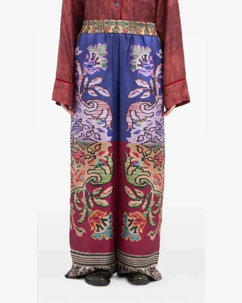 Pierre-Louis Mascia floral-patterned silk trousers - Violett Violett