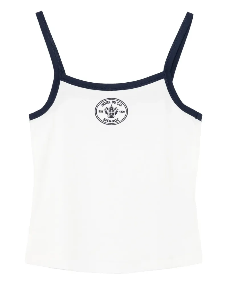 SPORTY & RICH Oberteil mit Marinebesatz - Weiß Weiß