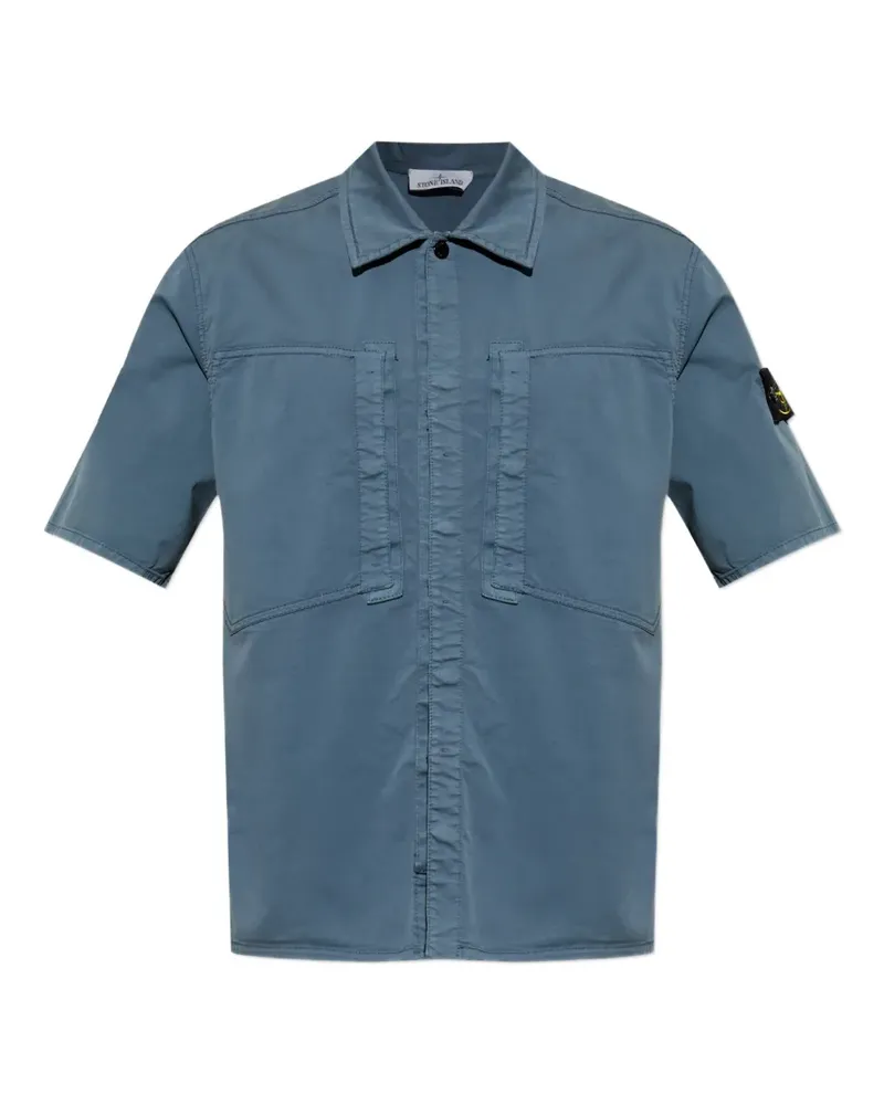 Stone Island logo-patch short-sleeved shirt - Blau Blau
