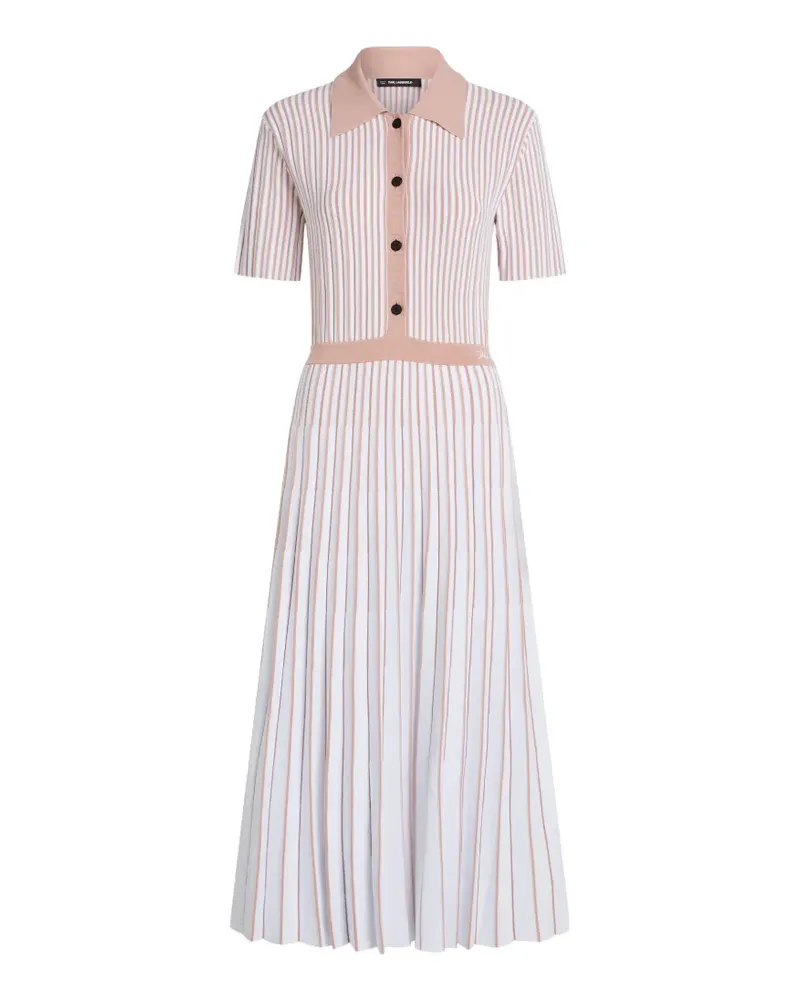 Karl Lagerfeld pleated-knit midi dress - Weiß Weiß