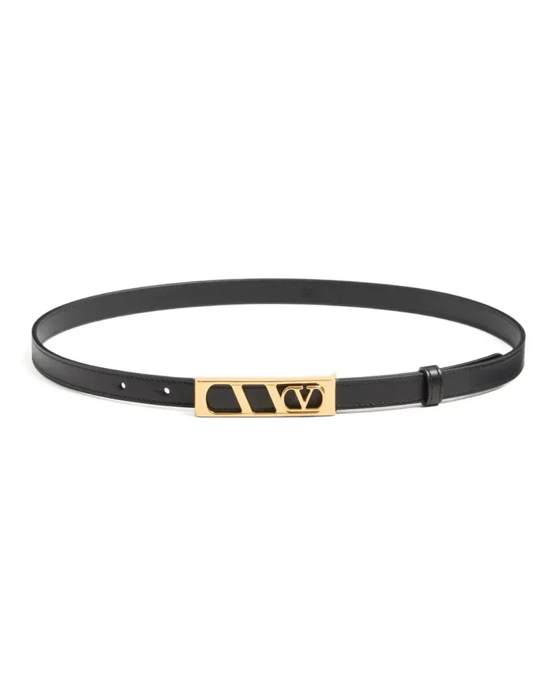 Valentino Garavani VLogo-signature rectangular-buckle belt - Schwarz Schwarz