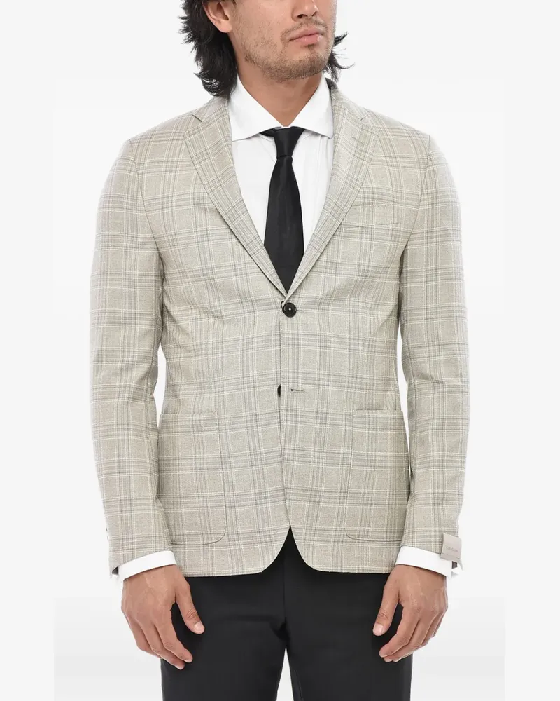 Corneliani District Check single-breasted blazer - Nude Nude