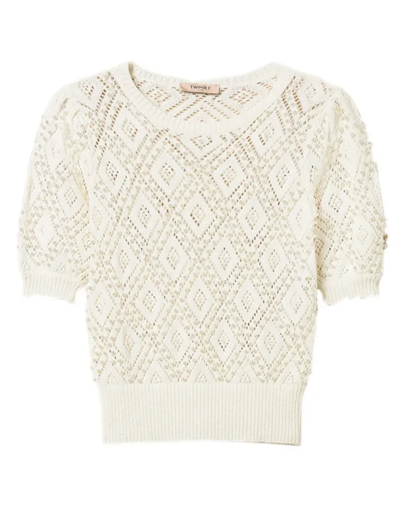 Twin-Set Trägershirt mit Rautenmuster - Weiß Weiß