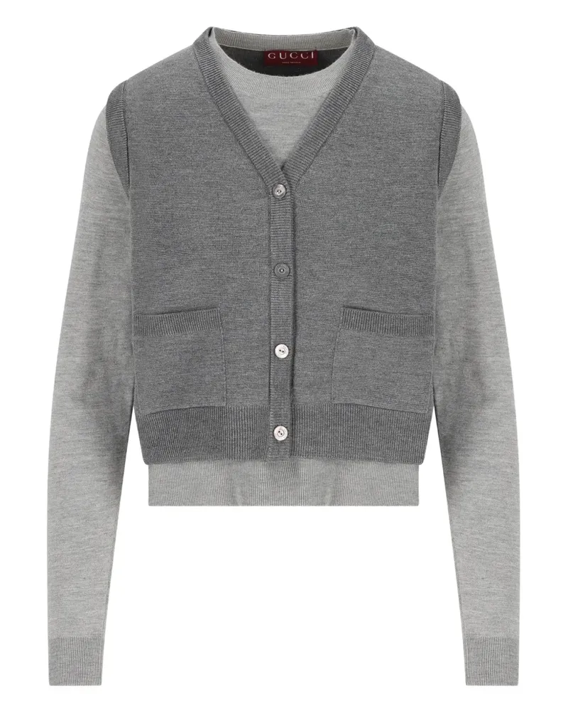 Gucci Cardigan in Westenoptik - Grau Grau
