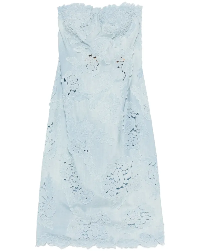 Ermanno Scervino Midikleid mit Blumenapplikation - Blau Blau