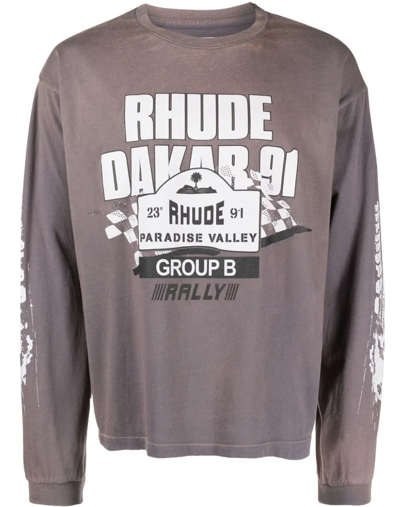 RHUDE Dakar 91 Langarmshirt Grau