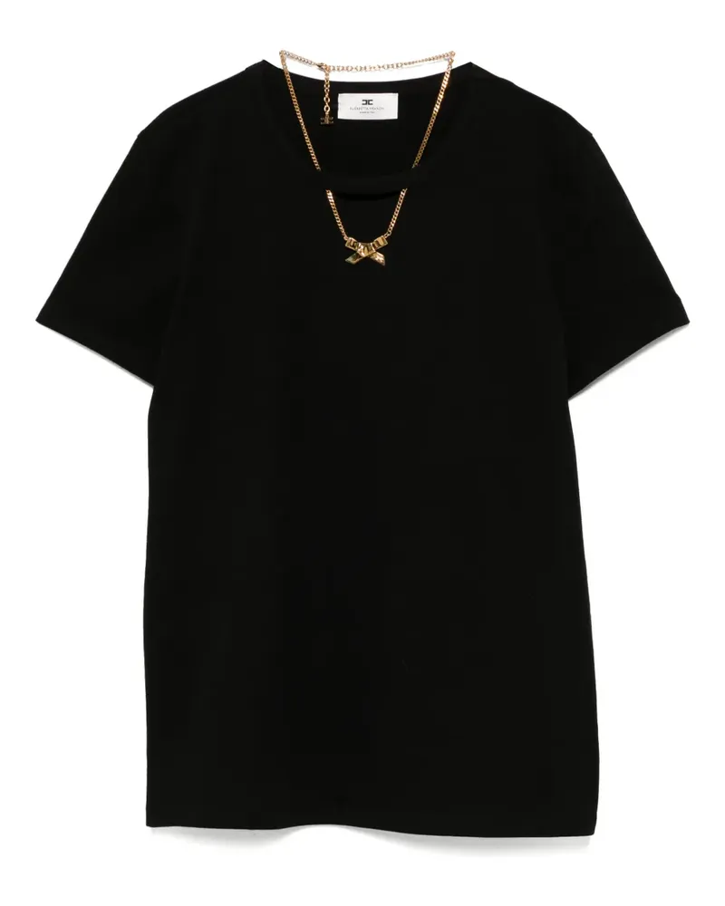 Elisabetta Franchi T-Shirt mit Halskette - Schwarz Schwarz