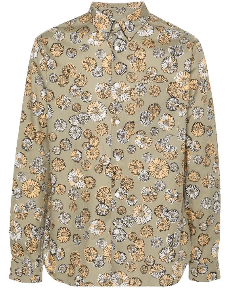 Kitsuné Hemd mit Blumen-Print - Grün Grün