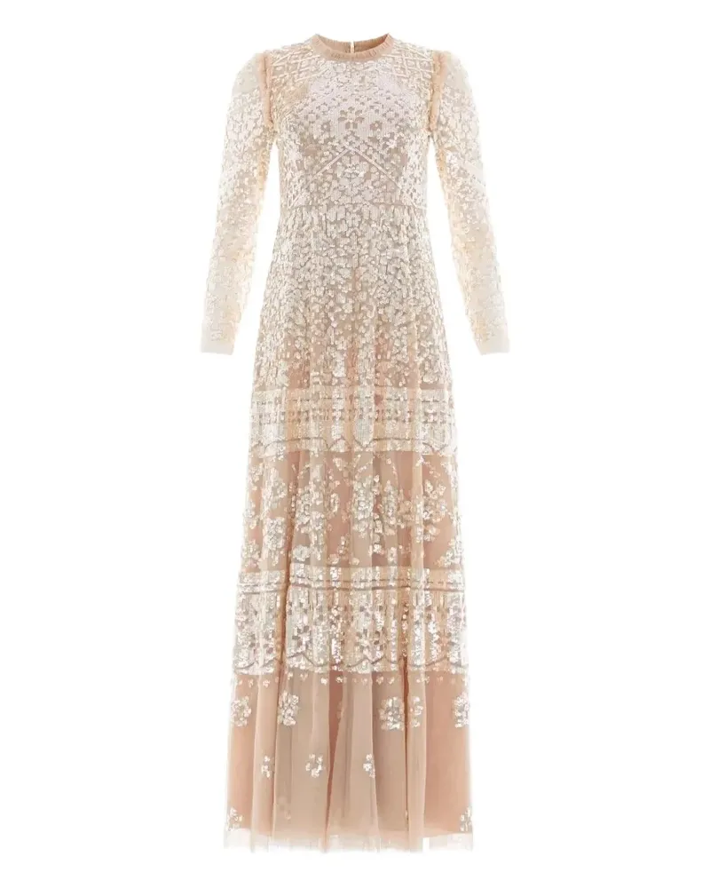 Needle & Thread Gestuftes Aurora Abendkleid mit Pailletten - Nude Nude