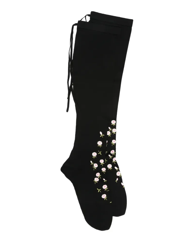 Prada Strümpfe mit Blumenstickerei - Schwarz Schwarz