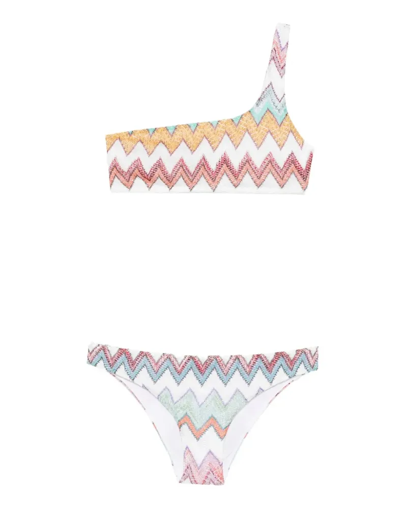 Missoni zigzag-knit one-shoulder bikini - Weiß Weiß