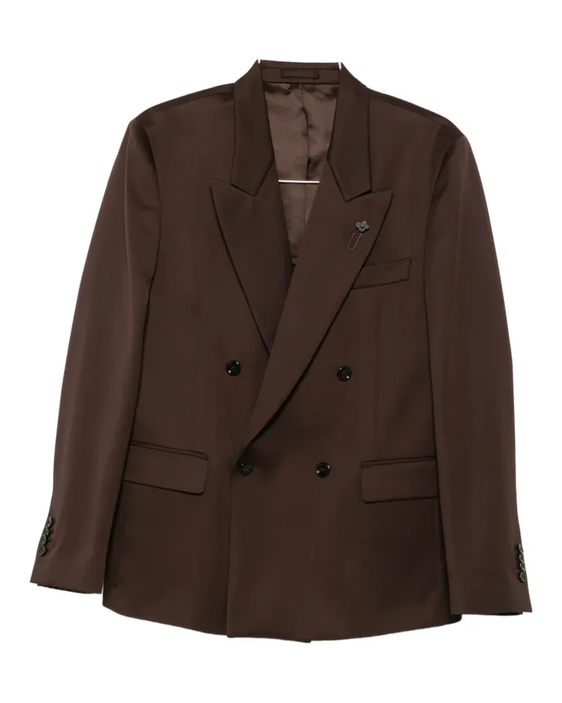LARDINI double-breasted peak-lapel jacket - Braun Braun