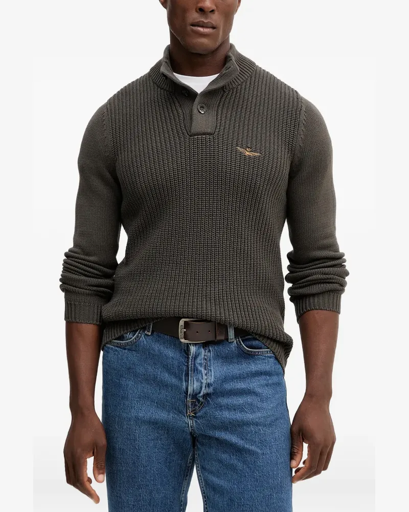 Aeronautica Militare buttoned ribbed knitted sweater - Grün Grün