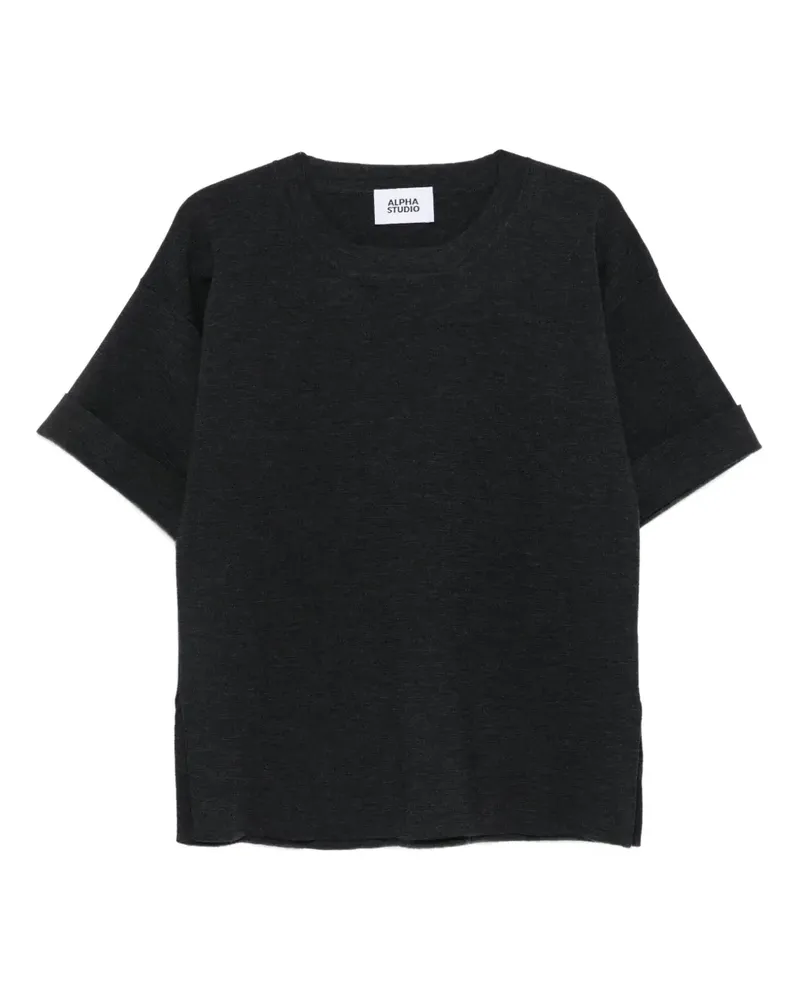 Alpha Studio fine-knit T-shirt - Grau Grau
