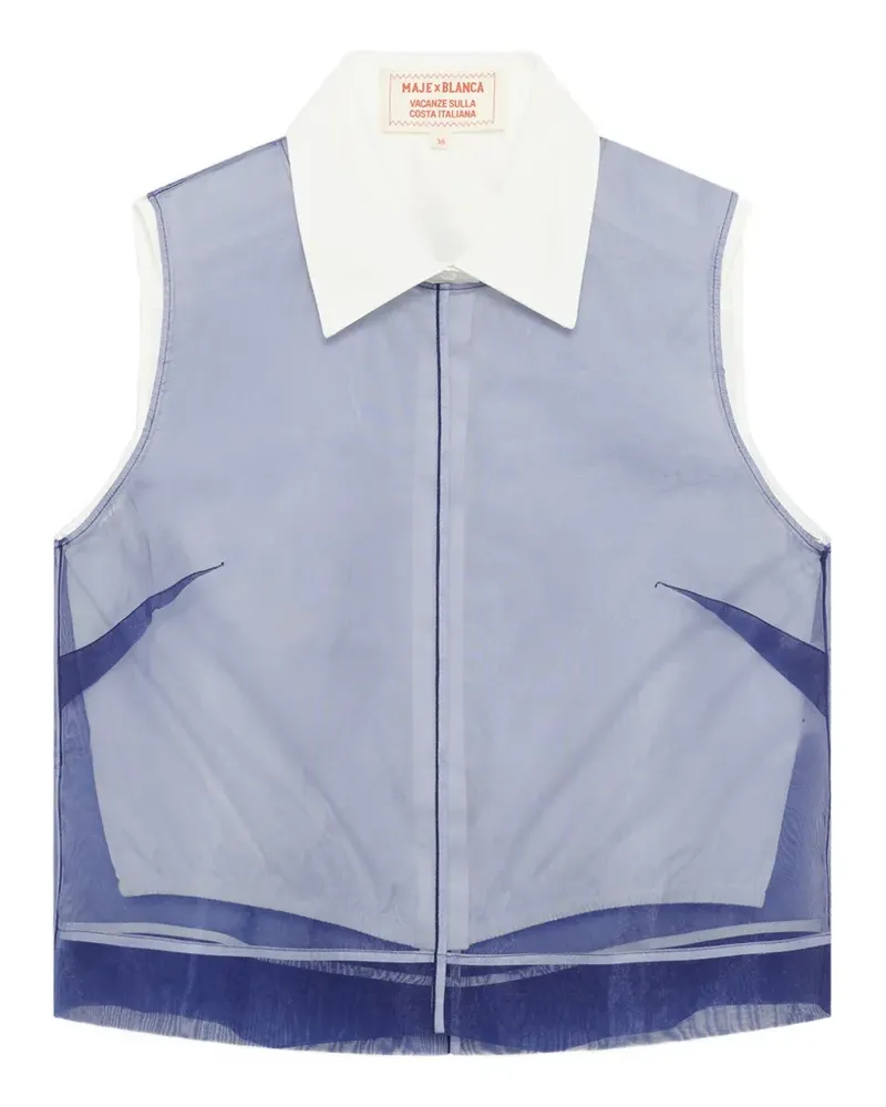 Maje x Blanca Miró ärmelloses Hemd mit Organza-Overlay - Blau Blau