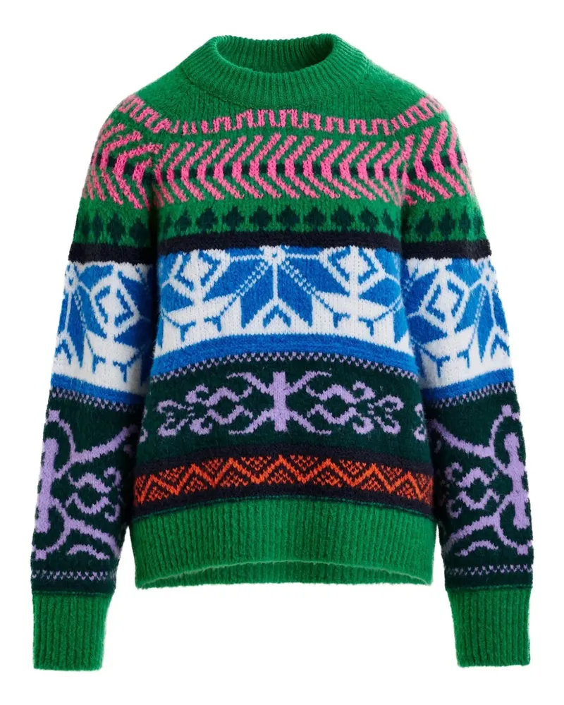 Essentiel Pullover mit geometrischem Muster - Grün Grün