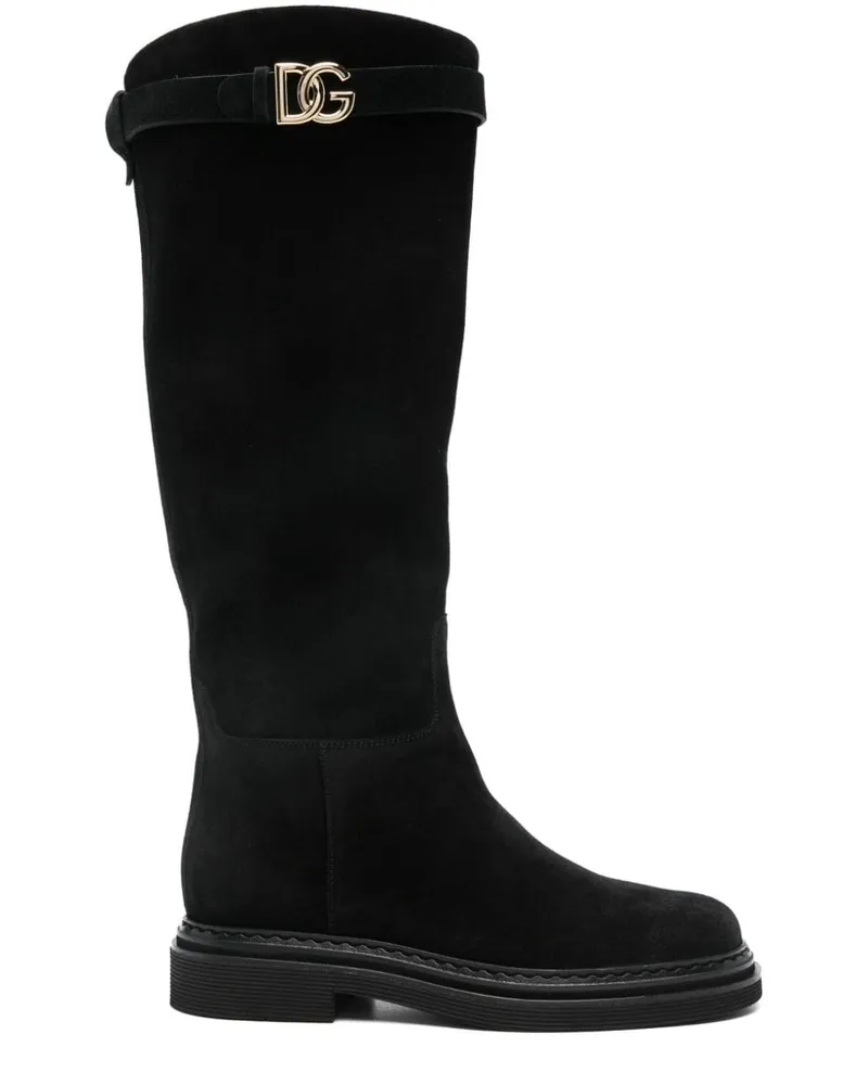 Dolce & Gabbana Stiefel mit DG - Schwarz Schwarz