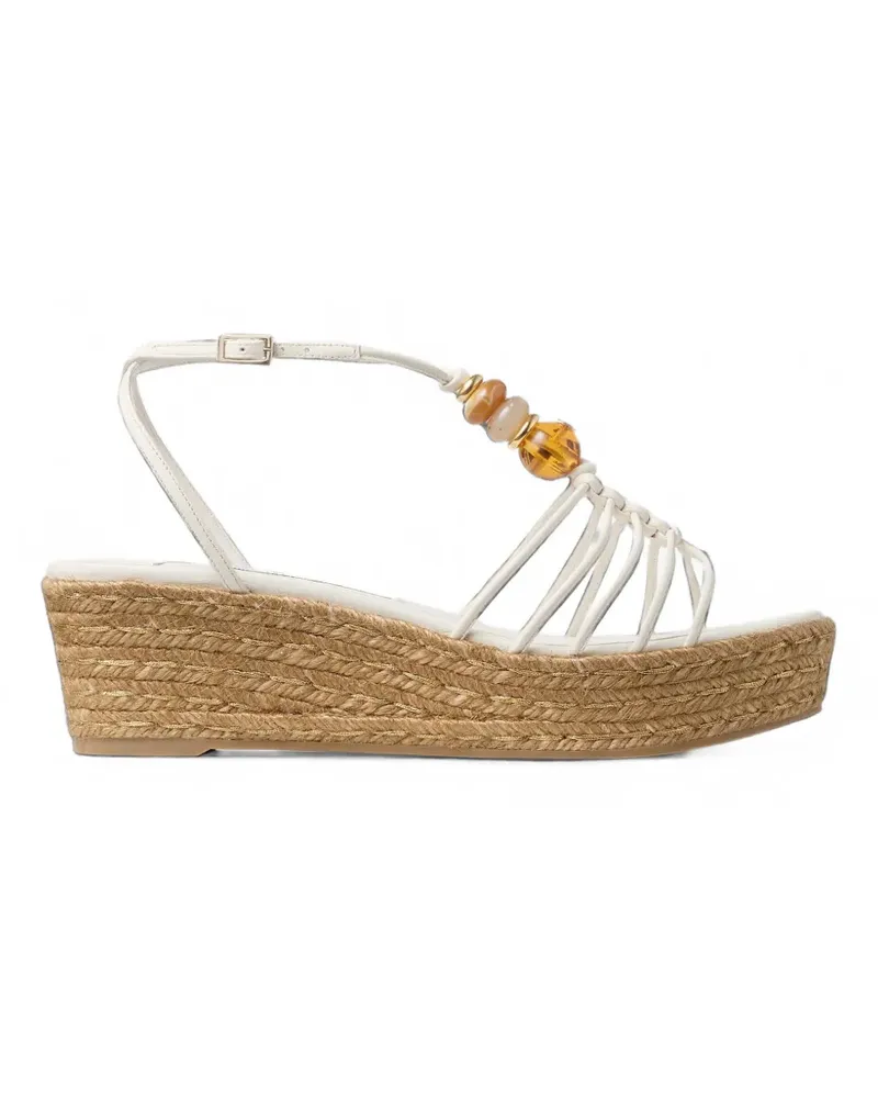 Jimmy Choo Lemi Wedge 50 Latte Mix Wedges aus Nappaleder mit Perlen - Weiß Weiß