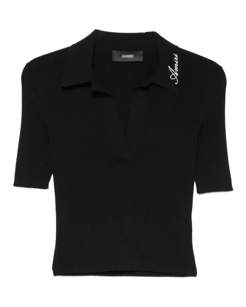 Amiri logo-embroidered polo-collar T-shirt - Schwarz Schwarz