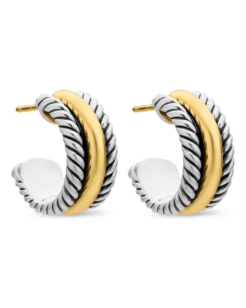 David Yurman 14kt Cable Collectibles Gelbgold- und Sterlingsilbercreolen 15,6mm Silber