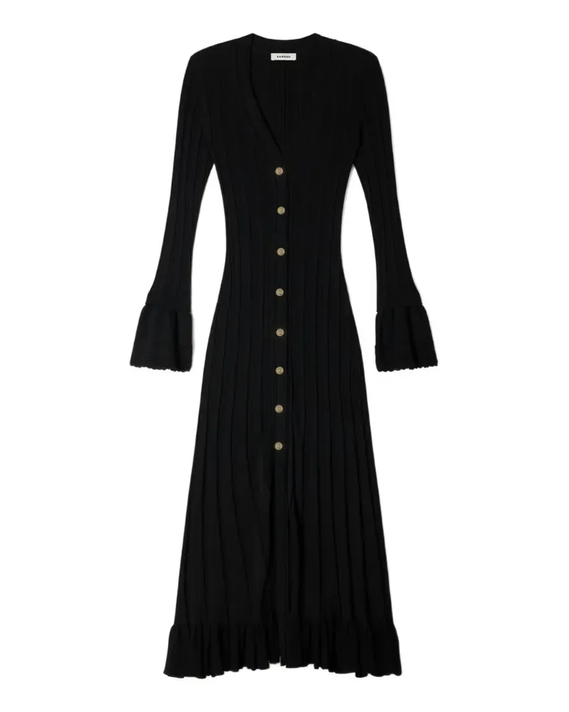 Sandro Gestricktes Midikleid - Schwarz Schwarz