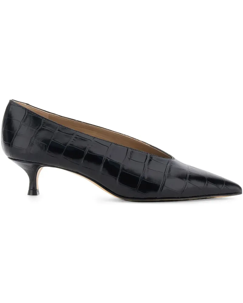 Le Monde Béryl Babouche Pumps mit Kroko-Effekt 40mm - Schwarz Schwarz