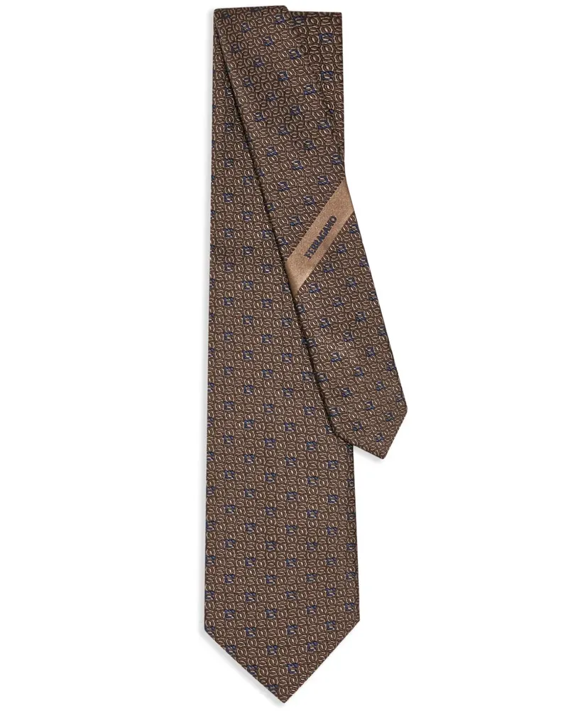 Ferragamo Krawatte mit Gancini-Jacquardmuster - Grau Grau