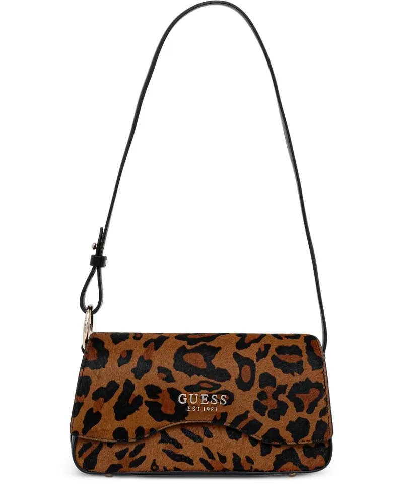 Guess Domitilla Schultertasche mit Leoparden-Print - Braun Braun