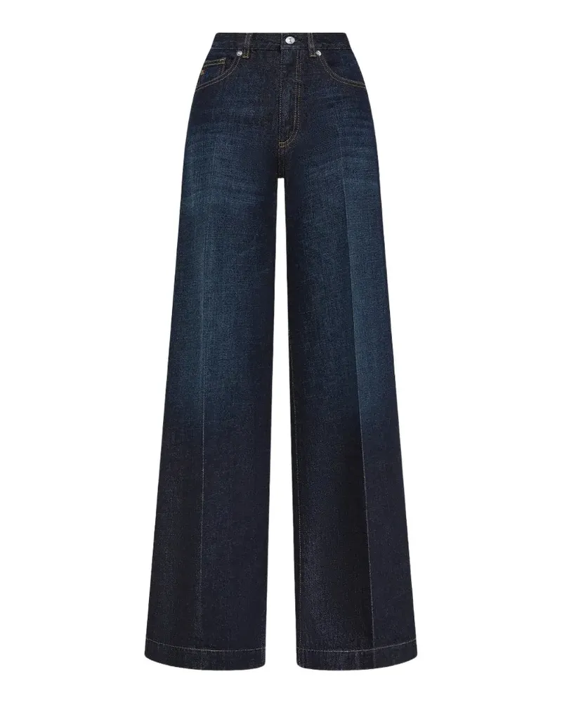 nine:inthe:morning pressed-crease wide-leg jeans - Blau Blau