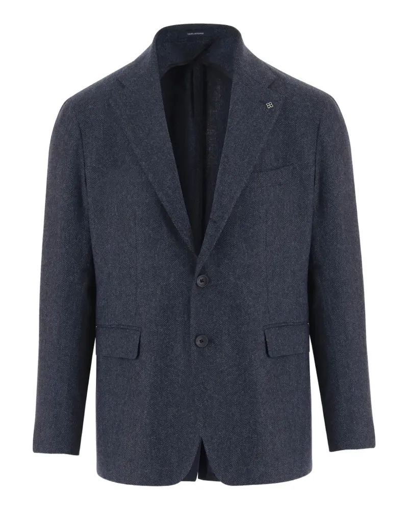 Tagliatore herringbone-knit single-breasted blazer - Blau Blau