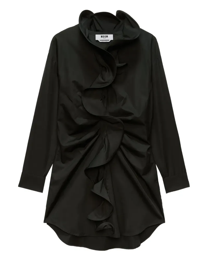MSGM ruffled shirt dress - Schwarz Schwarz
