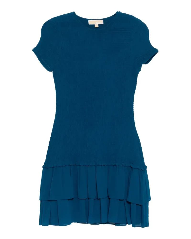 Michael Kors Gesmoktes Georgette-Minikleid mit Volants - Blau Blau