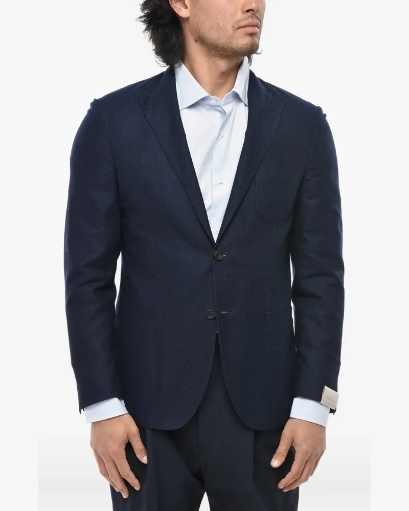 Corneliani single-breasted jacquard blazer - Blau Blau