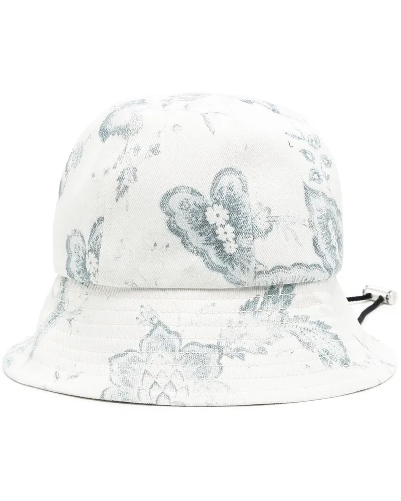 Erdem Fischerhut mit Blumen-Print - Weiß Weiß