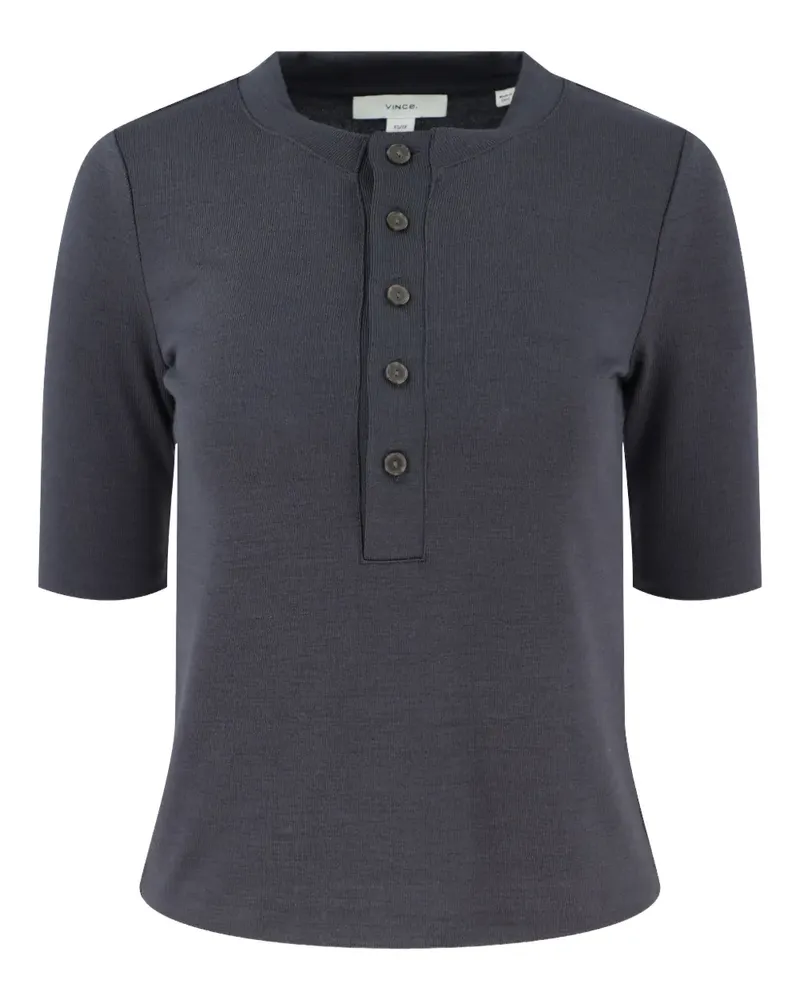 Vince Fein geripptes T-Shirt - Grau Grau