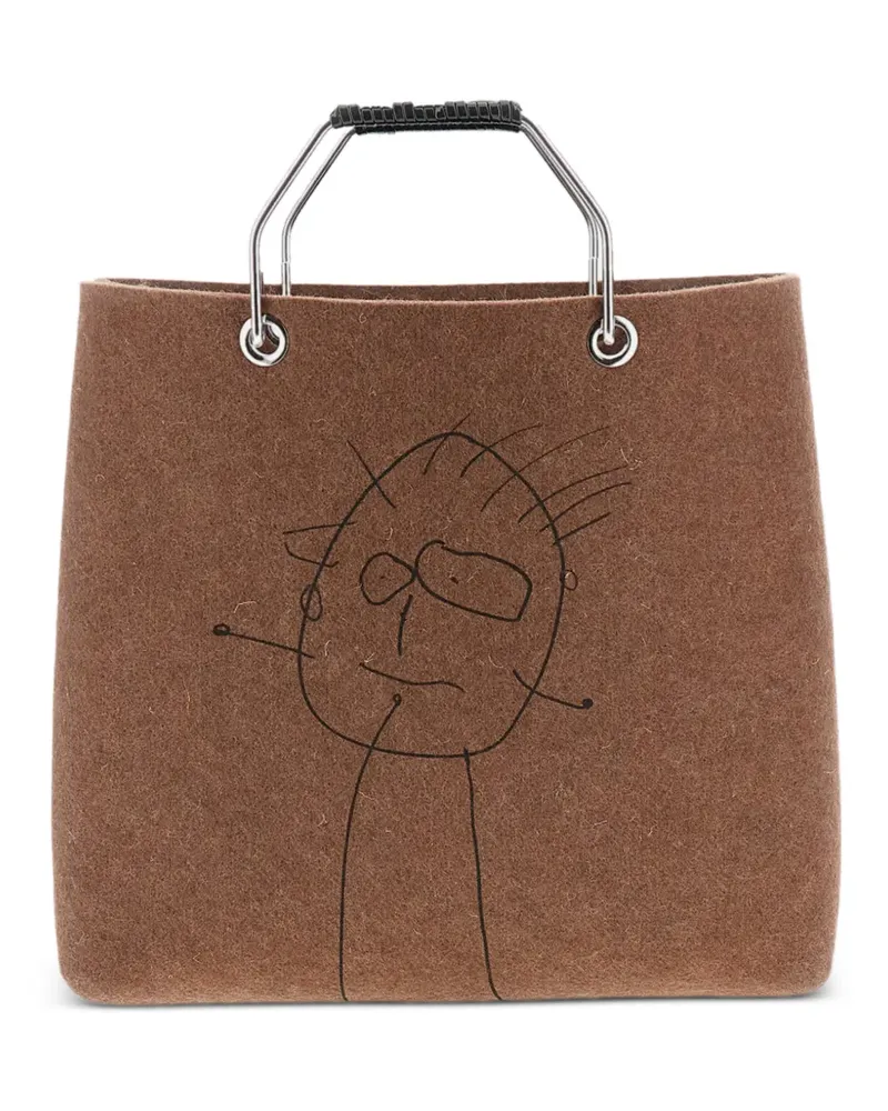 PLAN C Pili&Bianca Clutch mit grafischem Print - Braun Braun