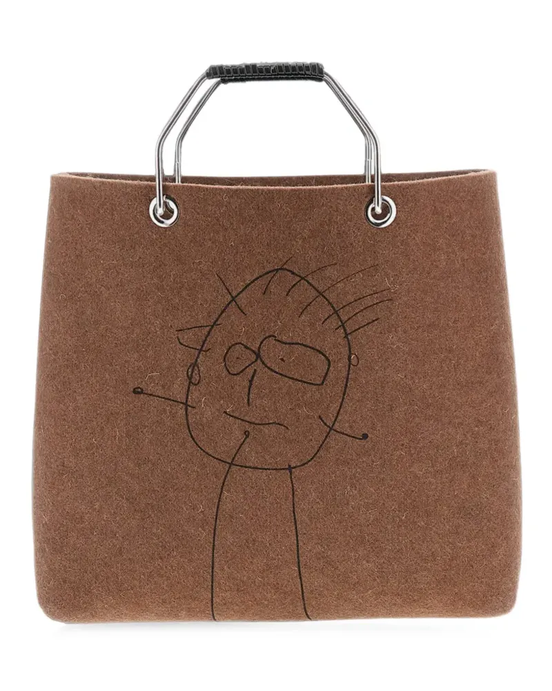PLAN C Pili&Bianca graphic-print clutch bag - Braun Braun