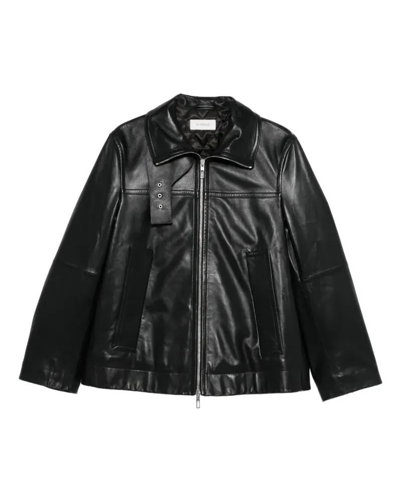 SPORTMAX leather jacket - Schwarz Schwarz