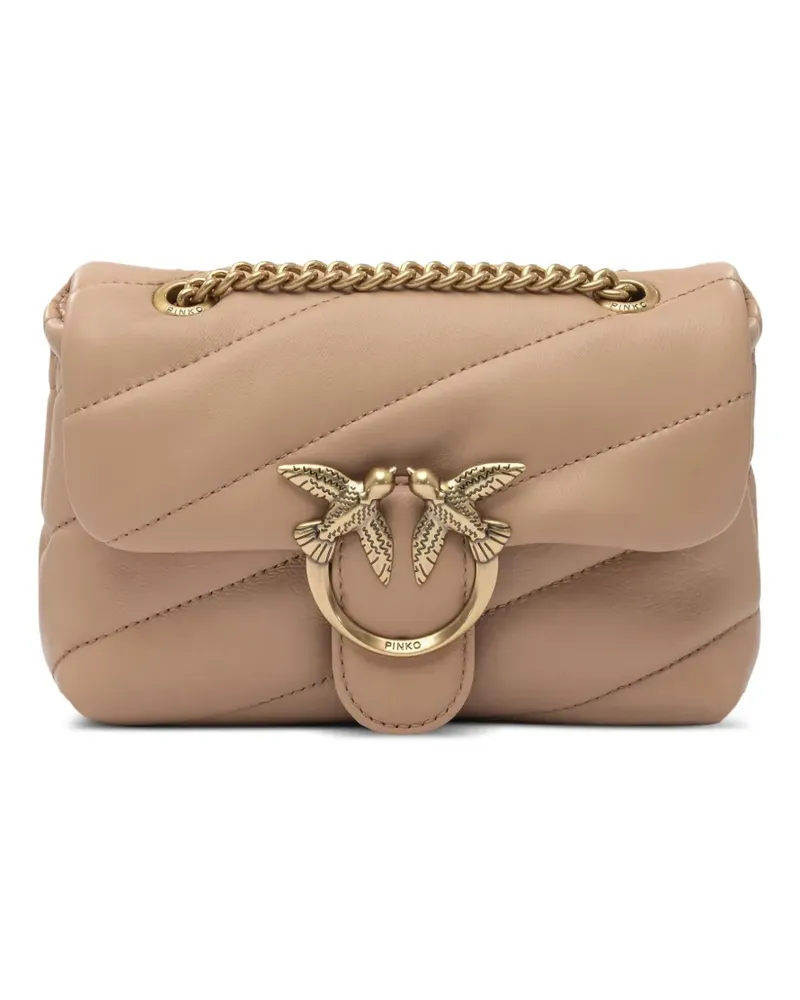 Pinko Gesteppte Mini-Tasche mit Logo-Kette - Braun Braun