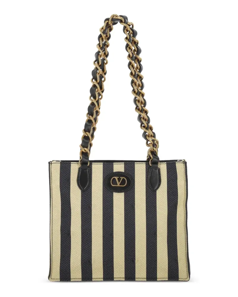 Valentino Garavani striped chain tote bag - Schwarz Schwarz