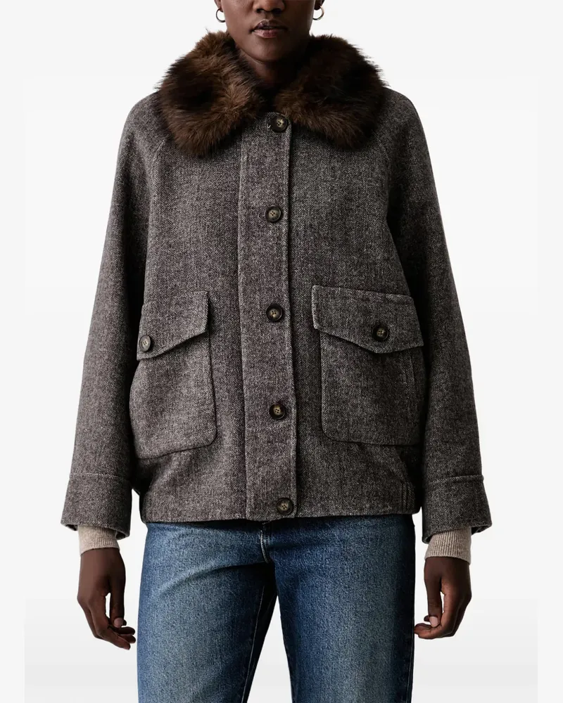 VICOLO long-sleeve faux-fur-collar jacket - Braun Braun
