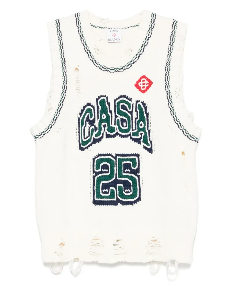 Casablanca Paris Baseballkappe mit Intarsienmuster - Weiß Weiß