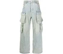 Halbhohe P018 Cargo-Jeans