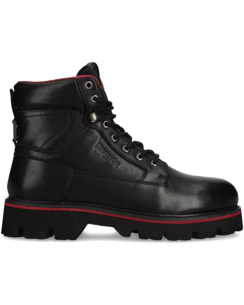 Blauer leather hiking boots - Schwarz Schwarz